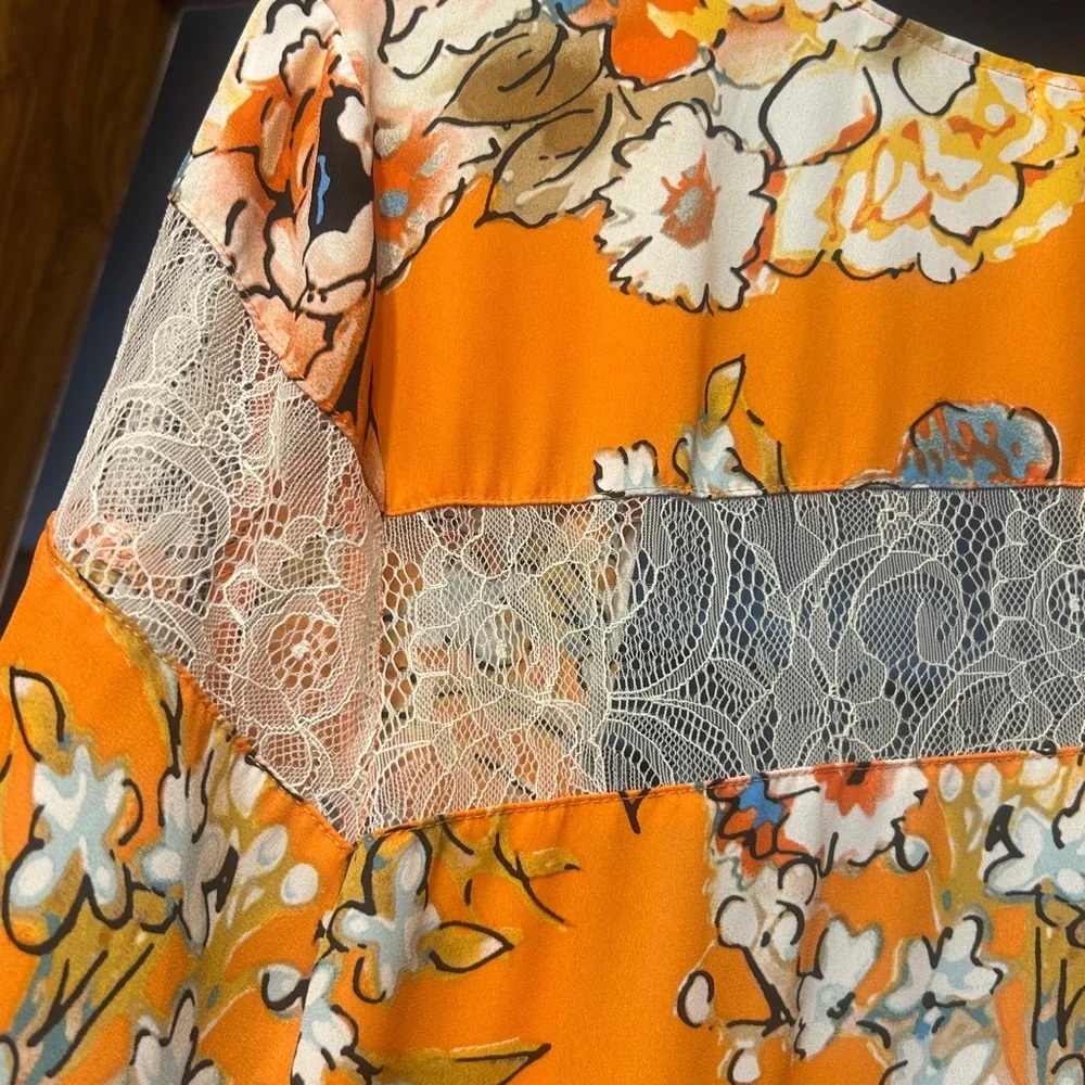 Floral Orange Women's Robe open kimono style large